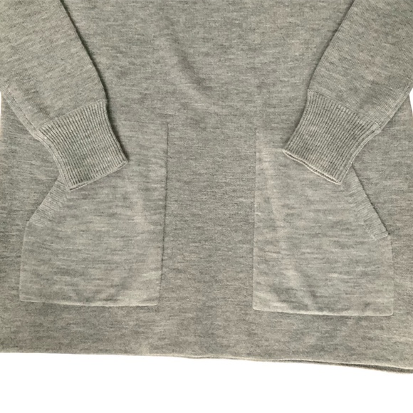 J Crew Wool Tunic Sweater Front Patch Pockets Grey SZ S - Picture 3 of 6